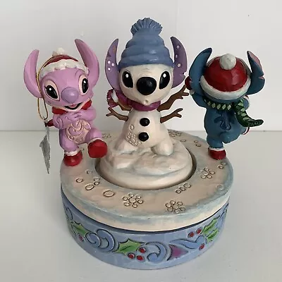 Buy Disney Traditions Stitch Angel & Snowman Spinning  Figurine 6013061 Damaged • 54.95£