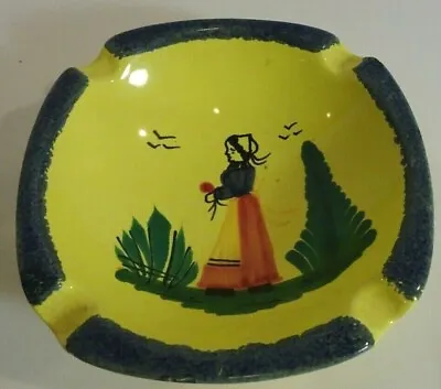 Buy QUIMPER France 16” Pottery Ash Tray Yellow Keraluc? Soleil? • 14.20£