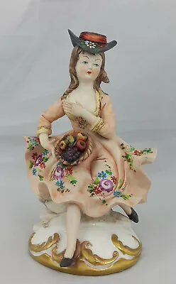Buy Capodimonte Figurine Seated Girl With Fruit Basket - Minor Chip • 75£