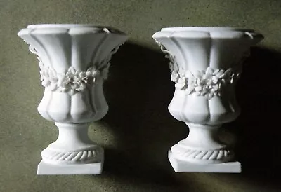 Buy Pair Of Miniature Garlanded Biscuit Porcelain Urn Vases. Both With Sèvres Marks • 48£