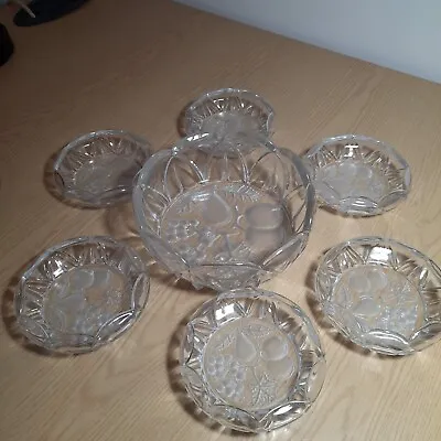 Buy Crystal Fruit Embossed Glass Bowl And 6 Smaller Bowls • 15£