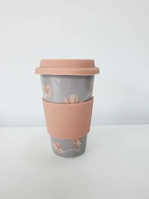 Buy Laura Ashley Ceramic Travel Mug Grey & Pink Floral New • 19.99£