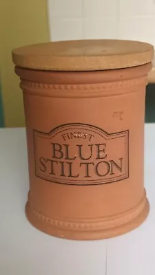Buy Vintage Fulham Pottery Terracotta Blue Stilton Storage Pot With Wooden Lid • 4.49£