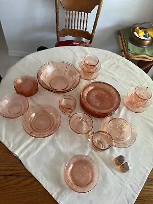 Buy Rose Of Sharon Depression Glass Dinner Ware Pinkish Color • 421.05£
