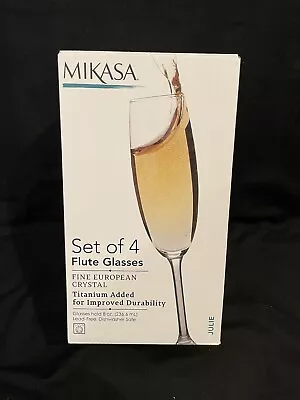 Buy Set Of 4 Mikasa Julie 8oz Champagne Flute Crystal Glasses Gift Boxed • 4.99£