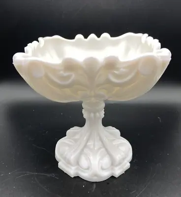 Buy Antique French Opaline Glass Pedestal Footed Compote Dish Vallerysthal Portieux • 33.20£