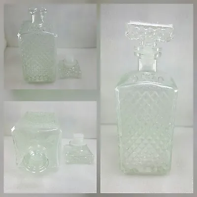 Buy Vintage Square Glass Cut Decanter-diamond Shape Cut With Stopper-made In Italy • 13.50£