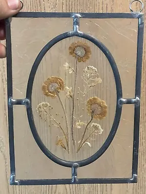 Buy Vintage Clear  Stained Glass Window Panel Flower Inlay - 6.5x8.25 • 32.96£