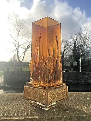 Buy Mid Century 9.5  Finnish Kumela Glass Amber Bark Vase By Eino Wanni Gold Plated • 160£