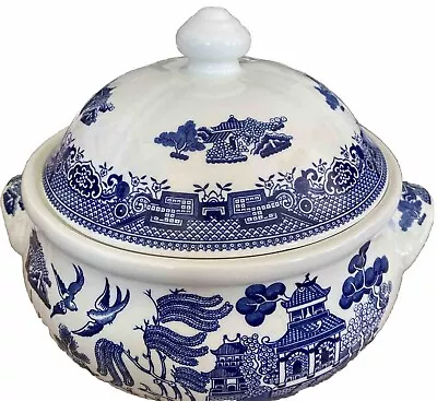 Buy Churchill Blue Willow Covered Vegetable Casserole Dish W Handles Made In England • 54.94£