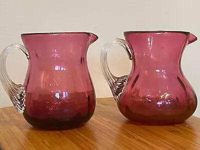 Buy 2 X Cranberry Glass Jugs 3 1/2  • 4.95£