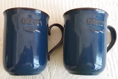 Buy Denby Boston Blue White Advertising Mugs Set Of 2 Preowned 4  Discontinued Rare • 31.17£