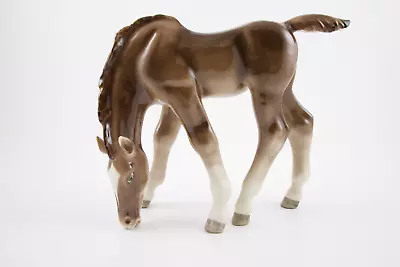 Buy Vintage Lomonosov USSR Russian Porcelain Large Brown Grazing Horse Foal Figure • 89.59£