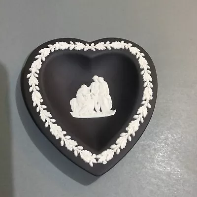 Buy Wedgwood Jasper Ware Black Trinket Dish Heart Shape • 7.95£
