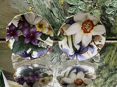Buy Pair Of Lovely English Fenton Bone China Miniature Plates -Floral Bouquets  Wall • 9.37£