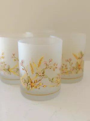 Buy 4 M&S Glasses Harvest Pattern Frosted Glass Tumblers • 35£