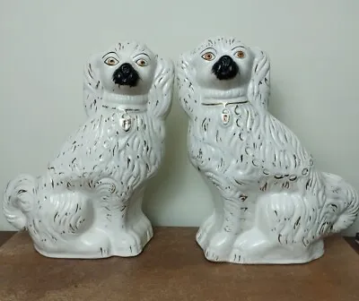 Buy Antique, Pair Of Victorian, Staffordshire Flatback Spaniels, 35.5cm Tall • 79.95£