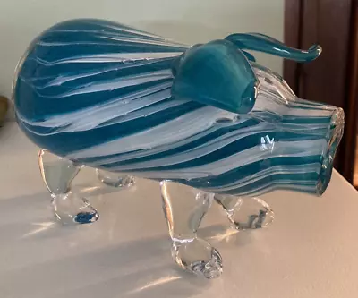 Buy Alum Bay Glass Isle Of Wight Hand Blown Glass Pig Figurine Signed & With Sticker • 9.99£