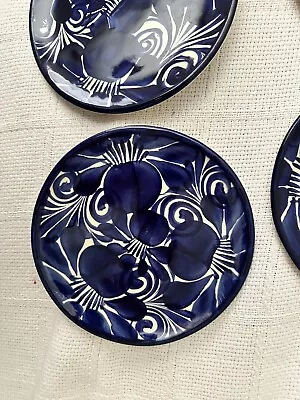 Buy Vtg Hand Painted Guanajato Mexican Pottery Plates Talavera Azul 20 Cm/8” In. Ea. • 10.50£