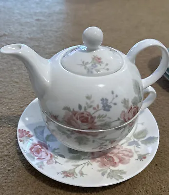 Buy LAURA ASHLEY Tea For One  Teapot, Cup And Saucer Set - Floral Fine Bone China • 19.99£
