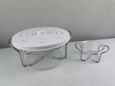 Buy 2 Glass`bodum`bowls With S/s Metal  Pot Carrier Surrounds 1 Large 1 Small Vgc • 38£
