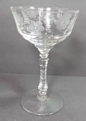 Buy 1930s Crystal Champagne Tall Stemmed Glass 6.5  Wheel Cut Wildflower Replacement • 17.03£