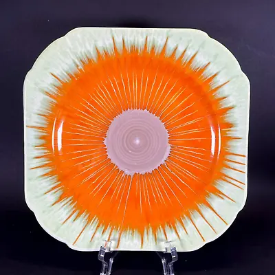 Buy Vintage 1930's Shelley Harmony Artware Drip Ware Orange Green Square Plate • 35.99£