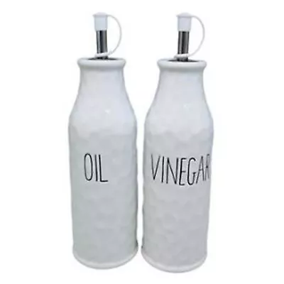 Buy Ceramic Oil & Vinegar Cruet 2pc Set White Condiments Dispenser Kitchen Storage • 12.95£
