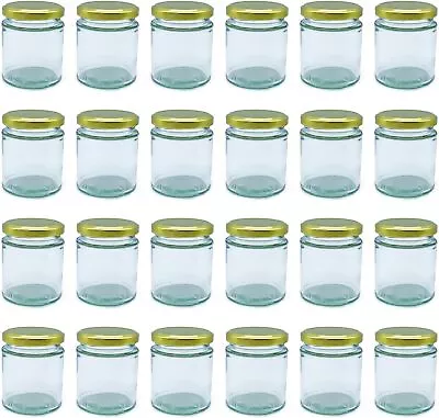 Buy Round Glass Jam Jars, 190ml (8oz) Gold Lids Preserves Chutney Honey Pickle • 21.99£