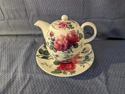 Buy English Rose By Roy Kirkham ~  Tea For One  Stacked Teapot, Cup & Saucer - VGC • 16£