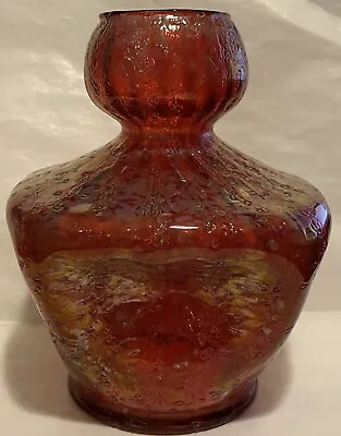 Buy Antique Dugan Rare Red Frit Art Glass Crackle Pinched Vase 6 1/4  • 185.61£