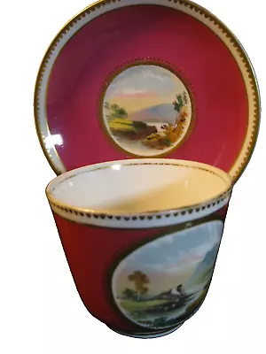 Buy Antique Staffordshire Prattware Painted Saucer Of Country Scenes + A/F Cup C1870 • 9.25£
