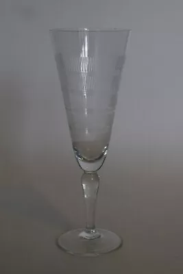 Buy Art Deco? Wheel Cut Champagne Flute With Bands Of Zig Zag Wave Patterns Design • 7.95£