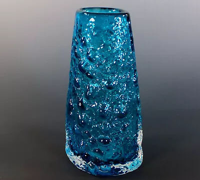 Buy FINE GEOFFERY BAXTER For WHITEFRIARS KINGFISHER BLUE GLASS VOLCANO VASE • 225£