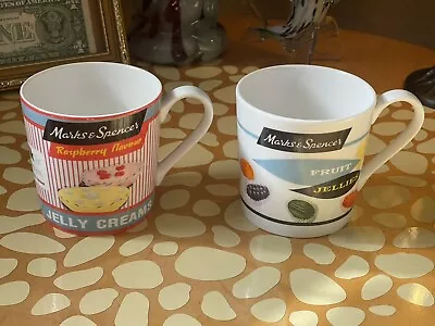 Buy 2 X MARKS And SPENCER Celebrate 125 YEAR Retro Design Fine China Tea Coffee Mugs • 25£