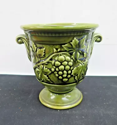 Buy Vintage Holkham Pottery Grape & Vine Embossed Green Vase Urn • 9.99£