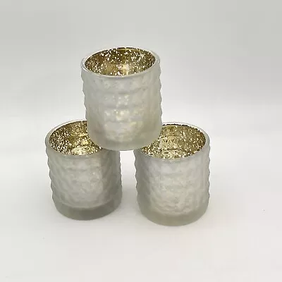 Buy Faux Mercury Glass Candle Holders Gold Sparkling Tea Light Votive Set Of 3 BHG • 13.43£