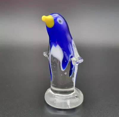 Buy Vintage Penguin Hand Blown Murano Style Glass Animal Art Figurine Blue Figure • 12.99£