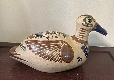 Buy Vintage XLarge Tonala Mexican Pottery Duck Hand Painted Signed Folk Art • 27.40£