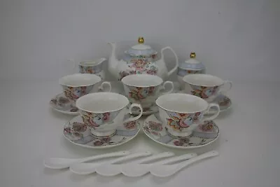 Buy Vintage(2000) Fanquare Floral Tea Service(5), 18 Piece Upscale Chinese Porcelain • 49£