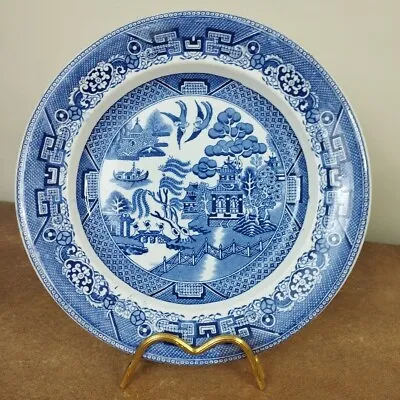 Buy Antique C.1850, Primavesi, Cardiff & Swansea, Blue Willow Pattern 24cm Plate • 8.95£