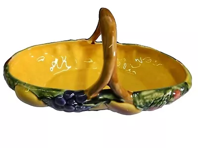 Buy Sarreguemines Majolica Fruit Pear Grapes Strawberries Platter Handled Tray Bowl • 39.99£