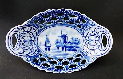 Buy Vintage Dutch Delft Sweet Bowl / Trinket Dish - Pierced • 13.99£