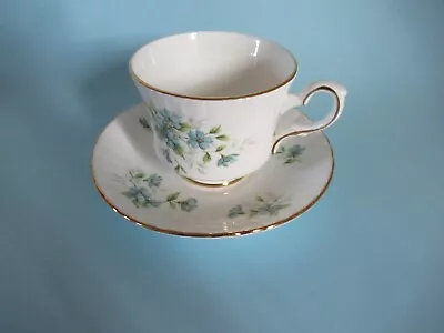 Buy Royal Stafford Coquette Bone China Cup And Saucer Set. Blue White Gold VGC • 5£