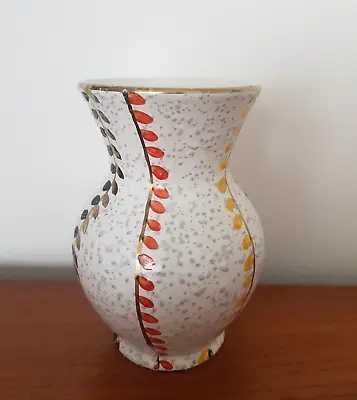 Buy Vintage Retro Mid Century Modernist Orange Yellow Grey Small Vase Pot 60s 70s • 10£