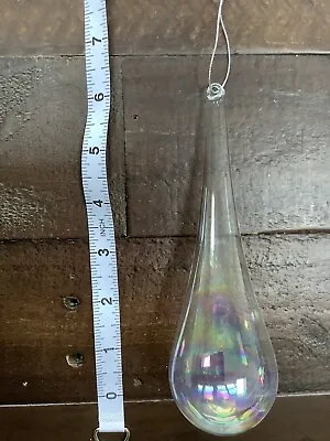 Buy 6” Clear Glass Droplet/teardrop Iridescent Hanging Decoration • 3.99£