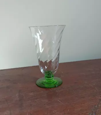 Buy Vintage Fostoria Clear Optic Swirl Green Stem Iced Tea Glass Depression Glass • 2.85£