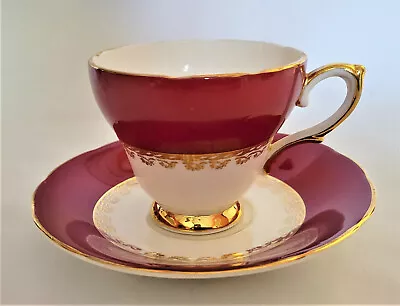Buy Vtg Sutherland Staffordshire Fine Bone China England Red White Cup & Saucer • 20.82£