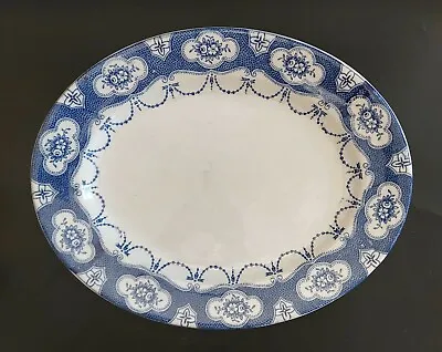 Buy Vintage T W Barlow & Sons Coronation Ware Blue And White Serving Plate • 10£