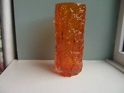 Buy WHITEFRIARS Tangerine Orange Glass Bark Vase By Geoffrey Baxter • 51£